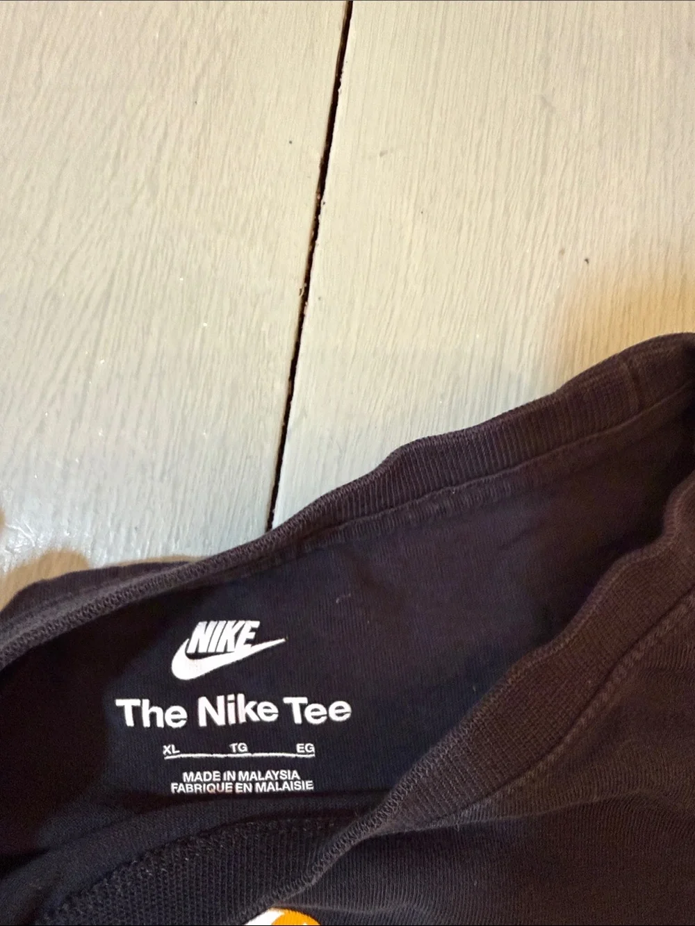 Nike Black Tee with White Logo and football Cartoon